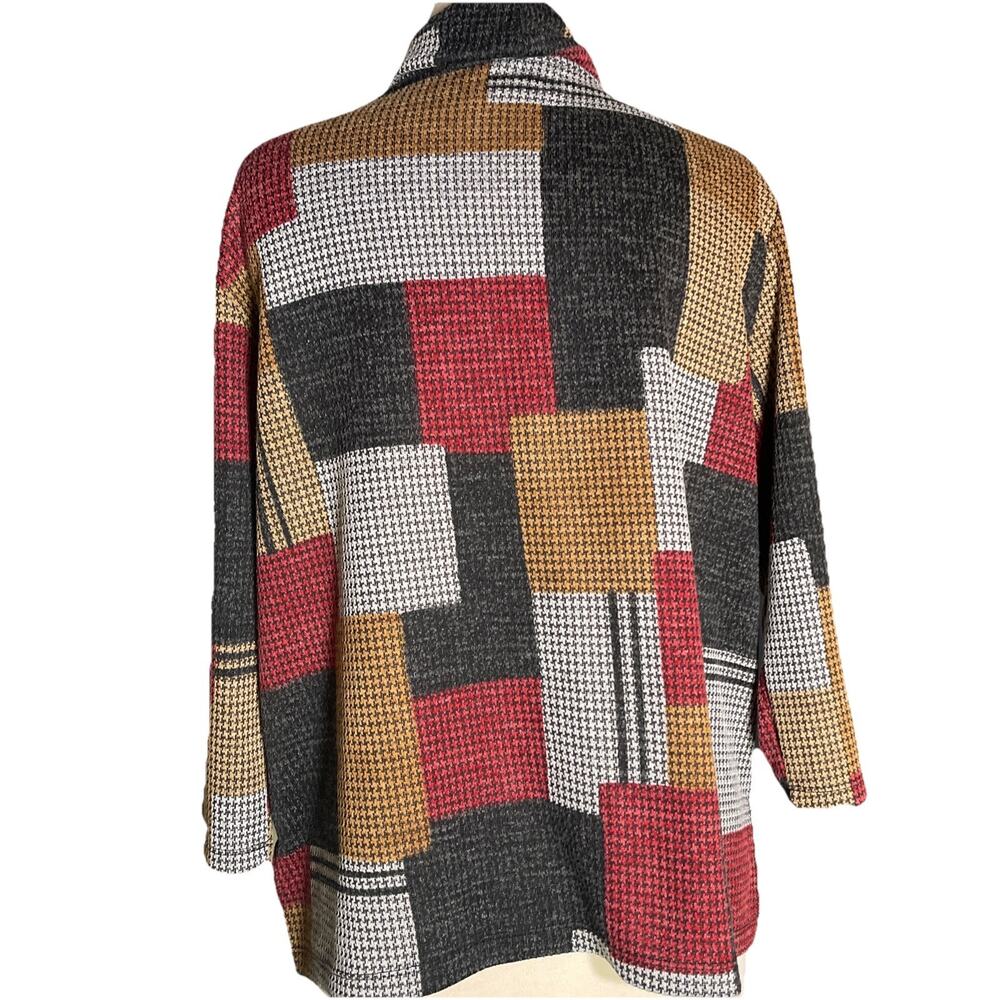 Alfred Dunner Sweater Petite Large Cowl Neck Sweater Houndstooth Pattern - Picture 4 of 5